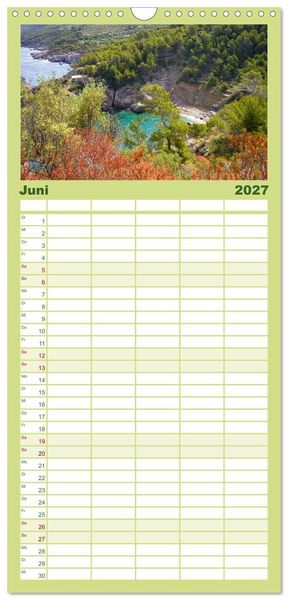 Produktbild: Familienplaner 2027 - Cala Deia - Mallorcas Traumbucht mit 5 Spalten (Wandkalender, 21 x 45 cm) CALVENDO