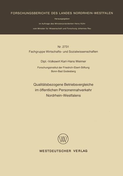 Produktbild: Qualit&auml;tsbezogene Betriebsvergleiche im &ouml;ffentlichen Personennahverkehr Nordrhein-Westfalens