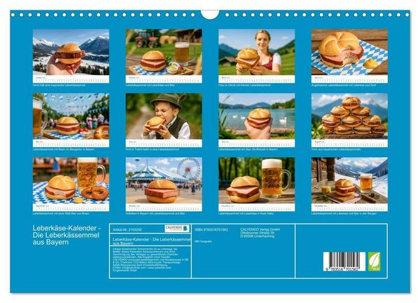 Produktbild: Leberk&auml;se-Kalender - Die Leberk&auml;ssemmel aus Bayern (Wandkalender 2026 DIN A3 quer), CALVENDO Monatskalender