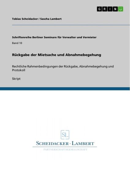 Produktbild: R&uuml;ckgabe der Mietsache und Abnahmebegehung