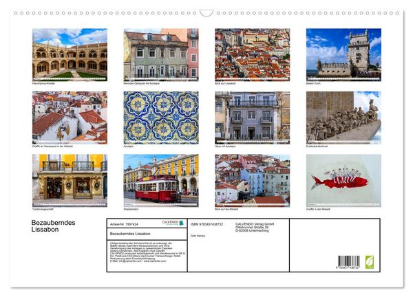 Produktbild: Bezauberndes Lissabon (Wandkalender 2026 DIN A2 quer), CALVENDO Monatskalender