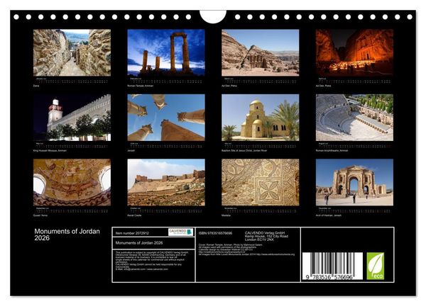 Produktbild: Monuments of Jordan 2026 (Wall Calendar 2026 DIN A4 landscape), CALVENDO 12 Month Wall Calendar