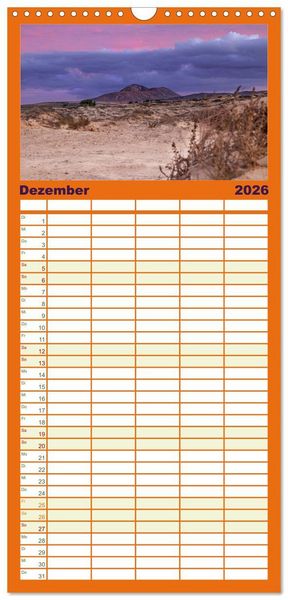 Produktbild: Familienplaner 2026 - Fuerteventura - Reise &uuml;ber die Vulkaninsel mit 5 Spalten (Wandkalender, 21 x 45 cm) CALVENDO