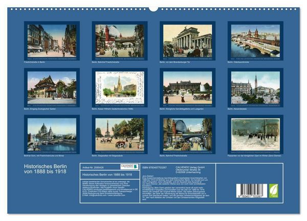Produktbild: Historisches Berlin von 1888 bis 1918 (hochwertiger Premium Wandkalender 2026 DIN A2 quer), Kunstdruck in Hochglanz