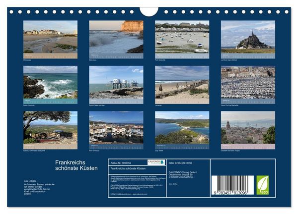 Produktbild: Frankreichs sch&ouml;nste K&uuml;sten (Wandkalender 2026 DIN A4 quer), CALVENDO Monatskalender