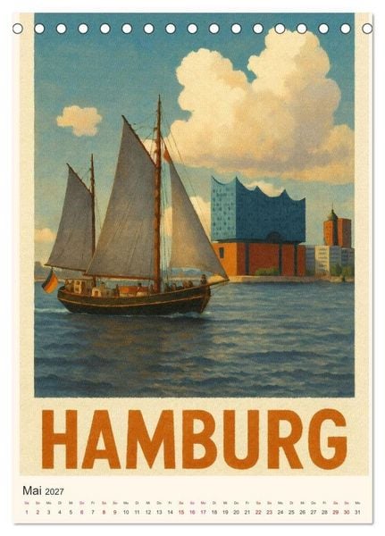 Produktbild: City Poster Hamburg - Stilisierte Impressionen der Hansestadt (Tischkalender 2027 DIN A5 hoch), CALVENDO Monatskalender