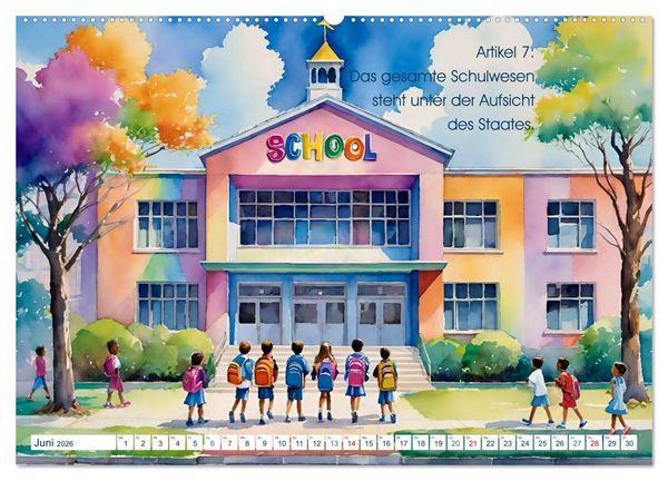 Produktbild: Unsere Grundrechte (hochwertiger Premium Wandkalender 2026 DIN A2 quer), Kunstdruck in Hochglanz