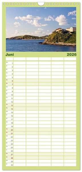 Produktbild: Familienplaner 2026 - Toskana. Livorno - Volterra - Piombino mit 5 Spalten (Wandkalender, 21 x 45 cm) CALVENDO