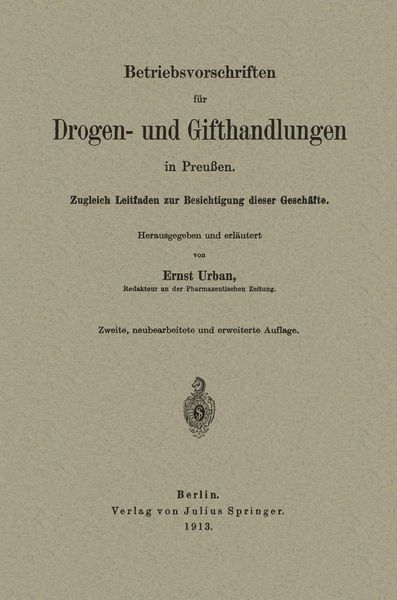 Produktbild: Betriebsvorschriften f&uuml;r Drogen- und Gifthandlungen in Preu&szlig;en