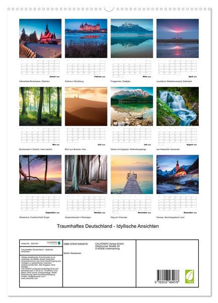 Produktbild: Traumhaftes Deutschland - Idyllische Ansichten (hochwertiger Premium Wandkalender 2026 DIN A2 hoch), Kunstdruck in Hochglanz