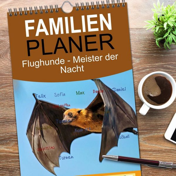 Produktbild: Familienplaner 2026 - Flughunde - Meister der Nacht mit 5 Spalten (Wandkalender, 21 x 45 cm) CALVENDO