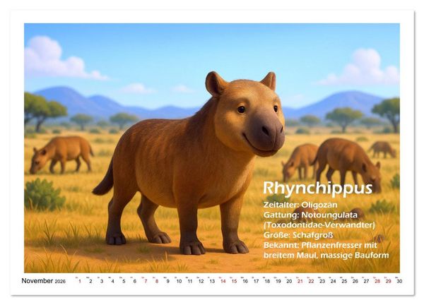 Produktbild: Urige Pal&auml;ofauna pr&auml;historisch und niedlich (Wandkalender 2026 DIN A2 quer), CALVENDO Monatskalender