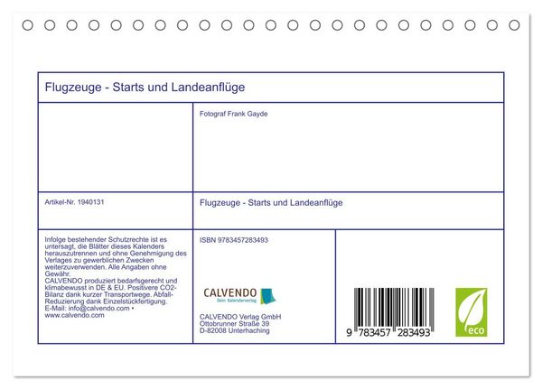 Produktbild: Flugzeuge - Starts und Landeanfl&uuml;ge (Tischkalender 2026 DIN A5 quer), CALVENDO Monatskalender