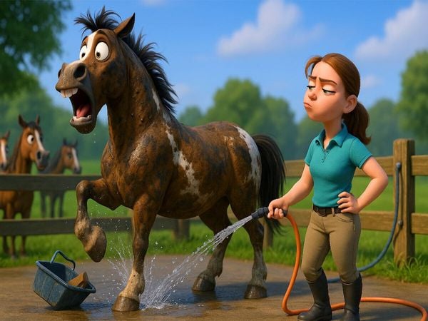 CALVENDO Puzzle Die Drama Queen - Pferde und Wasser | 1000 Teile Lege-Größe 64x48cm Foto-Puzzle für glückliche Stunden