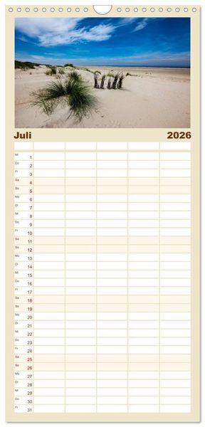 Produktbild: Familienplaner 2026 - Borkum - Inselblicke mit 5 Spalten (Wandkalender, 21 x 45 cm) CALVENDO