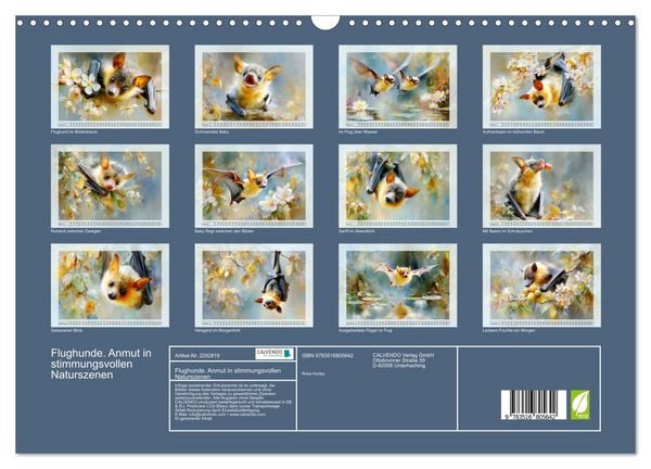 Produktbild: Flughunde. Anmut in stimmungsvollen Naturszenen (Wandkalender 2027 DIN A3 quer), CALVENDO Monatskalender