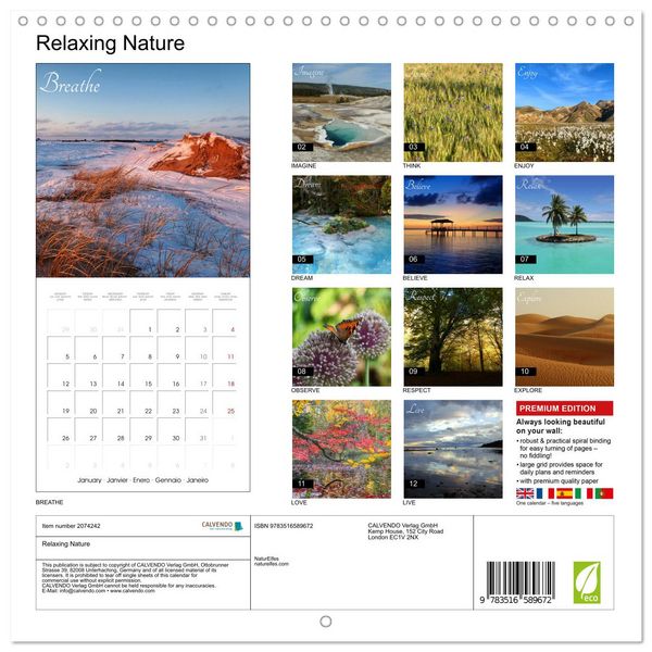 Produktbild: Relaxing Nature (Wall Calendar 2026 12 &times; 12 Inch) CALVENDO 12 Month Wall Calendar