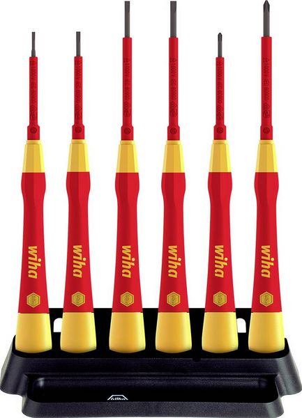 Produktbild: Wiha Elektriker, VDE, Elektrotechnik und Feinwerktechnik Schraubendreher-Set 7teilig Kreuzschlitz Phillips, Schlitz