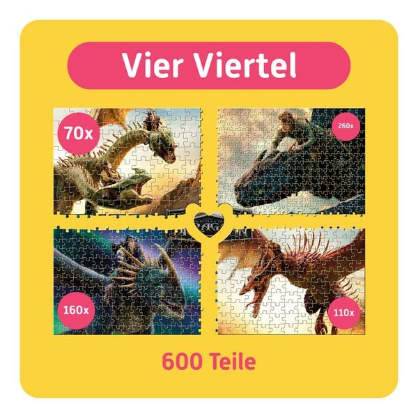 Produktbild: TEAMPUZZLE &ndash; Drachenz&auml;hmen leicht gemacht &ndash; 600 Teile &ndash; Puzzle mit gro&szlig;en & kleinen Teilen