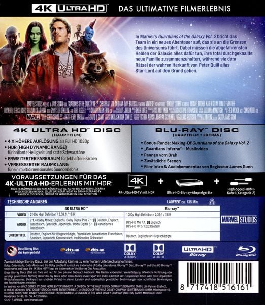 Produktbild: Guardians of the Galaxy 2 (4K Ultra HD) (+ Blu-ray 2D)