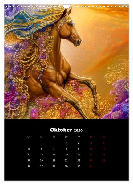 Produktbild: Pferde im goldenen Kleid (Wandkalender 2026 DIN A3 hoch), CALVENDO Monatskalender