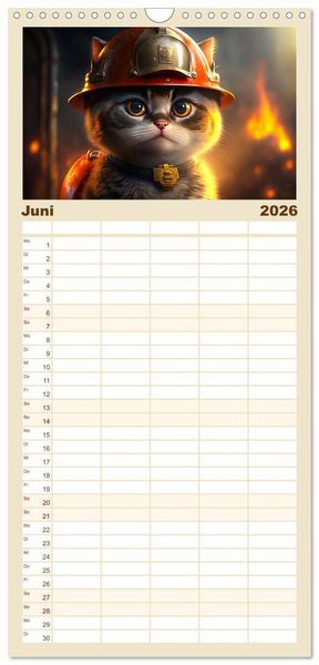 Produktbild: Familienplaner 2026 - Lustige K&auml;tzchen mit 5 Spalten (Wandkalender, 21 x 45 cm) CALVENDO