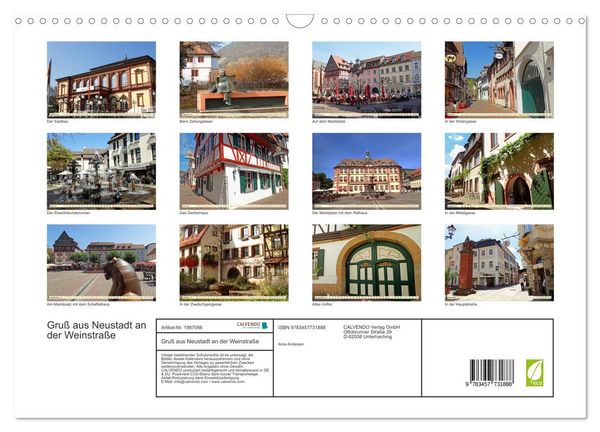 Produktbild: Gru&szlig; aus Neustadt an der Weinstra&szlig;e (Wandkalender 2026 DIN A3 quer), CALVENDO Monatskalender