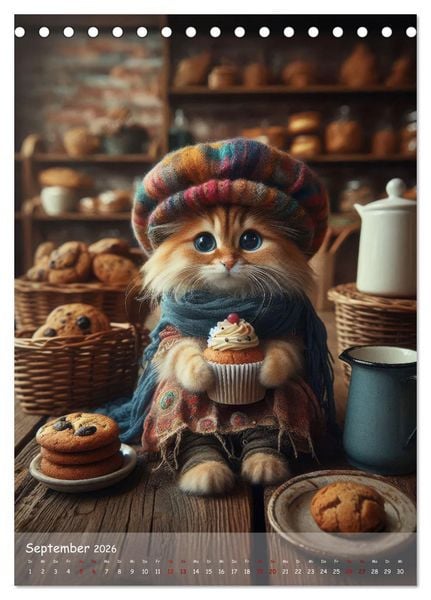 Produktbild: Katzen im Boho-Look - Ein Jahr voller Vielfalt und Charme mit niedlichen Samtpfoten (Tischkalender 2026 DIN A5 hoch), CALVENDO Monatskalender