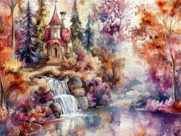 Produktbild: CALVENDO Puzzle Schloss am Wasserfall | 1000 Teile Lege-Gr&ouml;&szlig;e 64x48cm Foto-Puzzle f&uuml;r gl&uuml;ckliche Stunden
