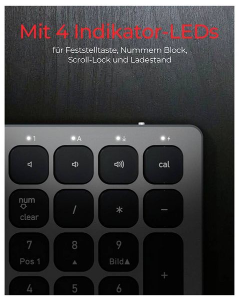 Produktbild: RAIDSONIC Full-Size Aluminium Tastatur, Bluetooth & RF, f&uuml;r Win & macOS