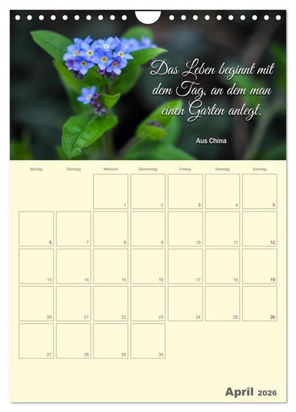 Produktbild: Gartenliebe (Wandkalender 2026 DIN A4 hoch), CALVENDO Monatskalender