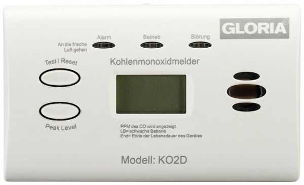 Produktbild: Gloria KO2D Kohlenmonoxid-Melder batteriebetrieben detektiert Kohlenmonoxid