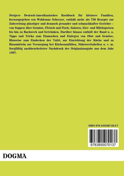 Produktbild: Steigers deutsch-amerikanisches Kochbuch f&uuml;r kleinere Familien