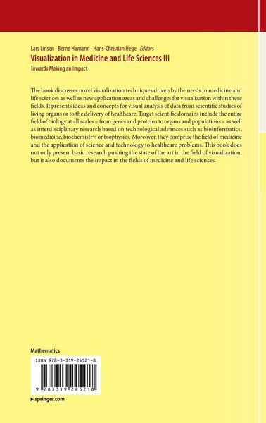 Produktbild: Visualization in Medicine and Life Sciences III