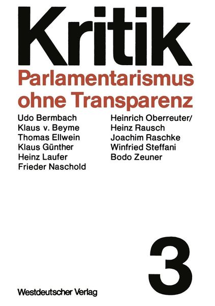 Produktbild: Parlamentarismus ohne Transparenz