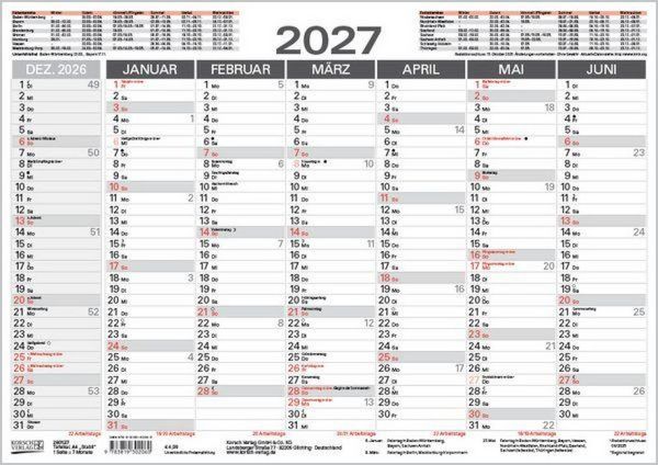 Produktbild: Tafelkalender A4 "Stabil" 2027