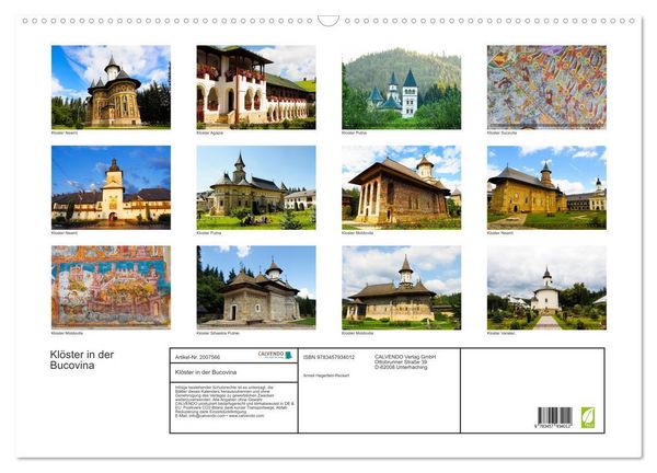 Produktbild: Kl&ouml;ster in der Bucovina (Wandkalender 2026 DIN A2 quer), CALVENDO Monatskalender