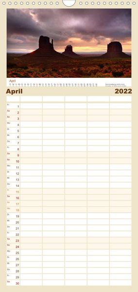 Produktbild: S&uuml;dwesten der USA - Klassiker und Geheimnisse - Familienplaner hoch (Wandkalender 2022 , 21 cm x 45 cm, hoch)