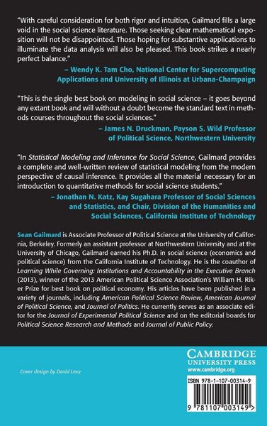Produktbild: Statistical Modeling and Inference for Social Science