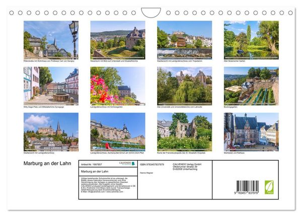 Produktbild: Marburg an der Lahn (Wandkalender 2026 DIN A4 quer), CALVENDO Monatskalender