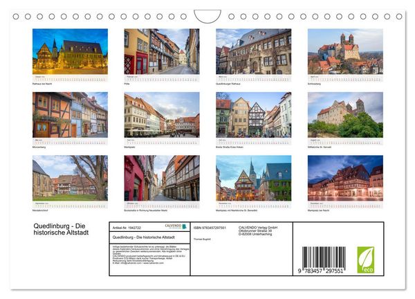 Produktbild: Quedlinburg - Die historische Altstadt (Wandkalender 2026 DIN A4 quer), CALVENDO Monatskalender