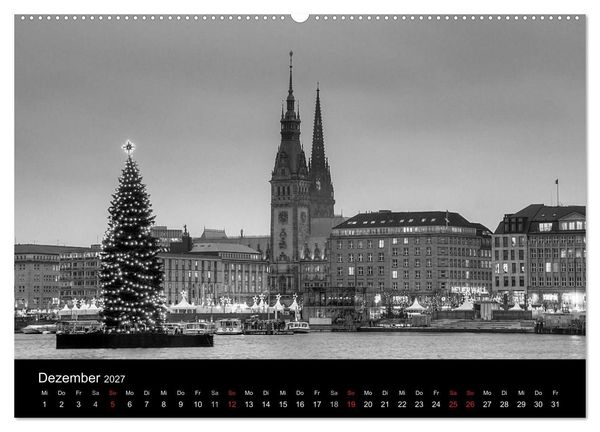 Produktbild: Hamburg monochrome Impressionen (hochwertiger Premium Wandkalender 2027 DIN A2 quer), Kunstdruck in Hochglanz