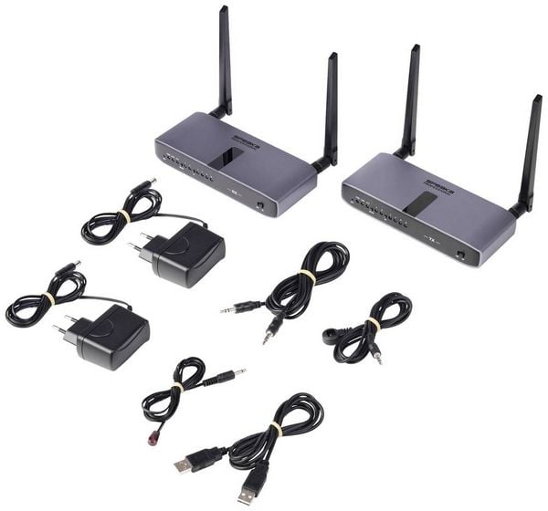 Produktbild: SpeaKa Professional SP-HWE-800 HDMI-Funk&uuml;bertragung (Set) 150 m 5 GHz 1920 x 1080 Pixel Sichere Funk&uuml;bertragung, durchgeschleifter HDMI-Ausgang