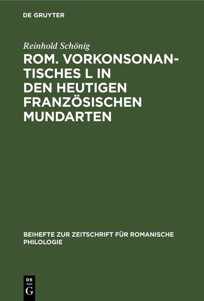 Produktbild: Rom. vorkonsonantisches L in den heutigen franz&ouml;sischen Mundarten