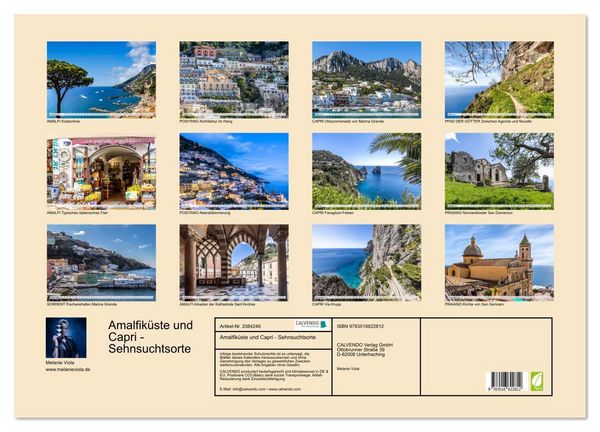 Produktbild: Amalfik&uuml;ste und Capri - Sehnsuchtsorte (Wandkalender 2026 DIN A2 quer), CALVENDO Monatskalender
