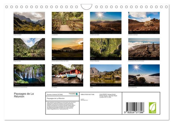Produktbild: Paysages de La R&eacute;union (Calendrier mural 2026 DIN A4 vertical), CALVENDO calendrier mensuel