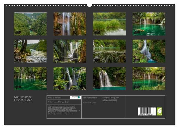 Produktbild: Naturwunder Plitvicer Seen (hochwertiger Premium Wandkalender 2026 DIN A2 quer), Kunstdruck in Hochglanz
