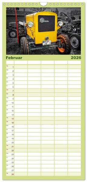 Produktbild: Familienplaner 2026 - Trecker - Oldtimer mit 5 Spalten (Wandkalender, 21 x 45 cm) CALVENDO