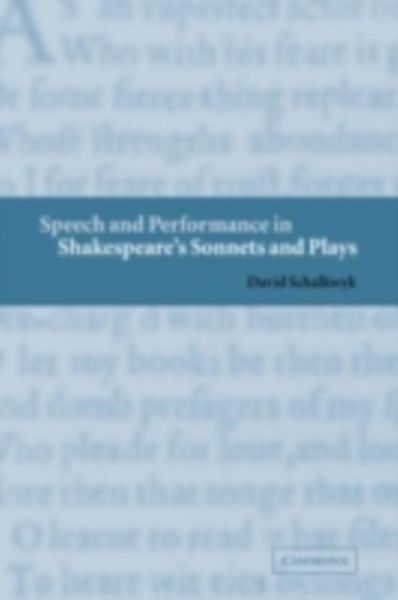 Produktbild: Speech and Performance in Shakespeare's Sonnets and Plays