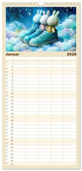 Produktbild: Familienplaner 2026 - Das geheime Leben flauschiger Freunde mit 5 Spalten (Wandkalender, 21 x 45 cm) CALVENDO